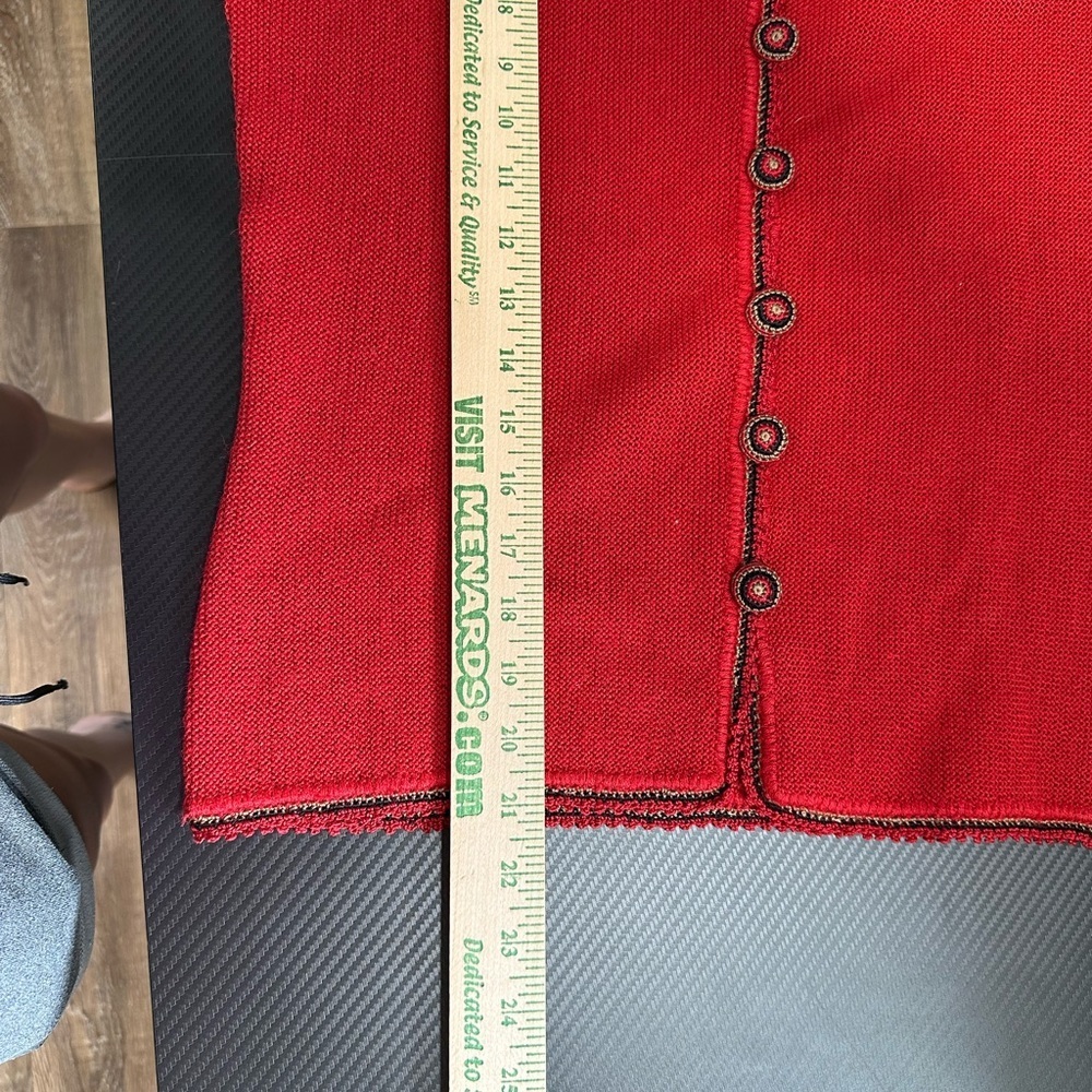 Peruvian Imports 100% Baby Alpaca Wool Red Button Front Sweater - S - Picture 5 of 7